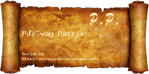 Pávay Patrik névjegykártya